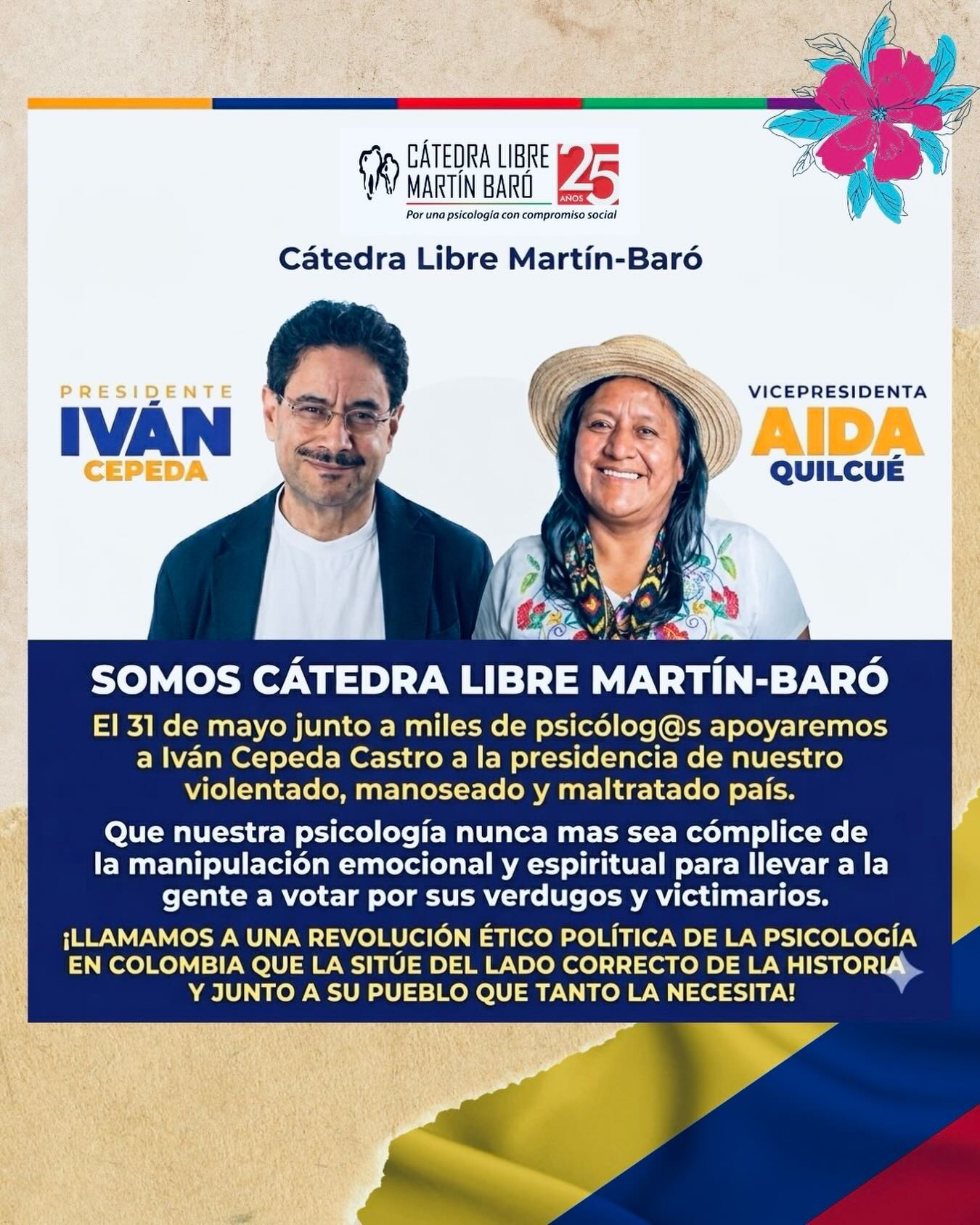 Apoyo a Iván Cepeda de Cátedra Libre Martín-Baró