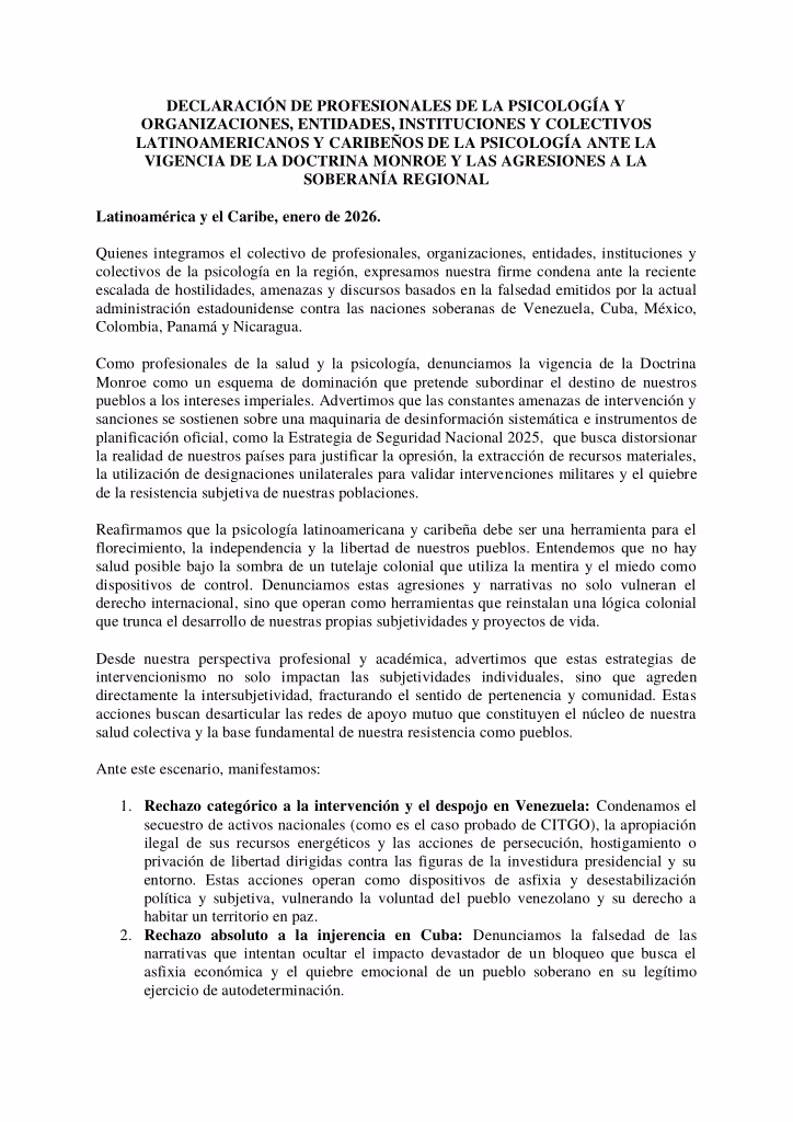 Condena ante las agresiones a la soberanía regional